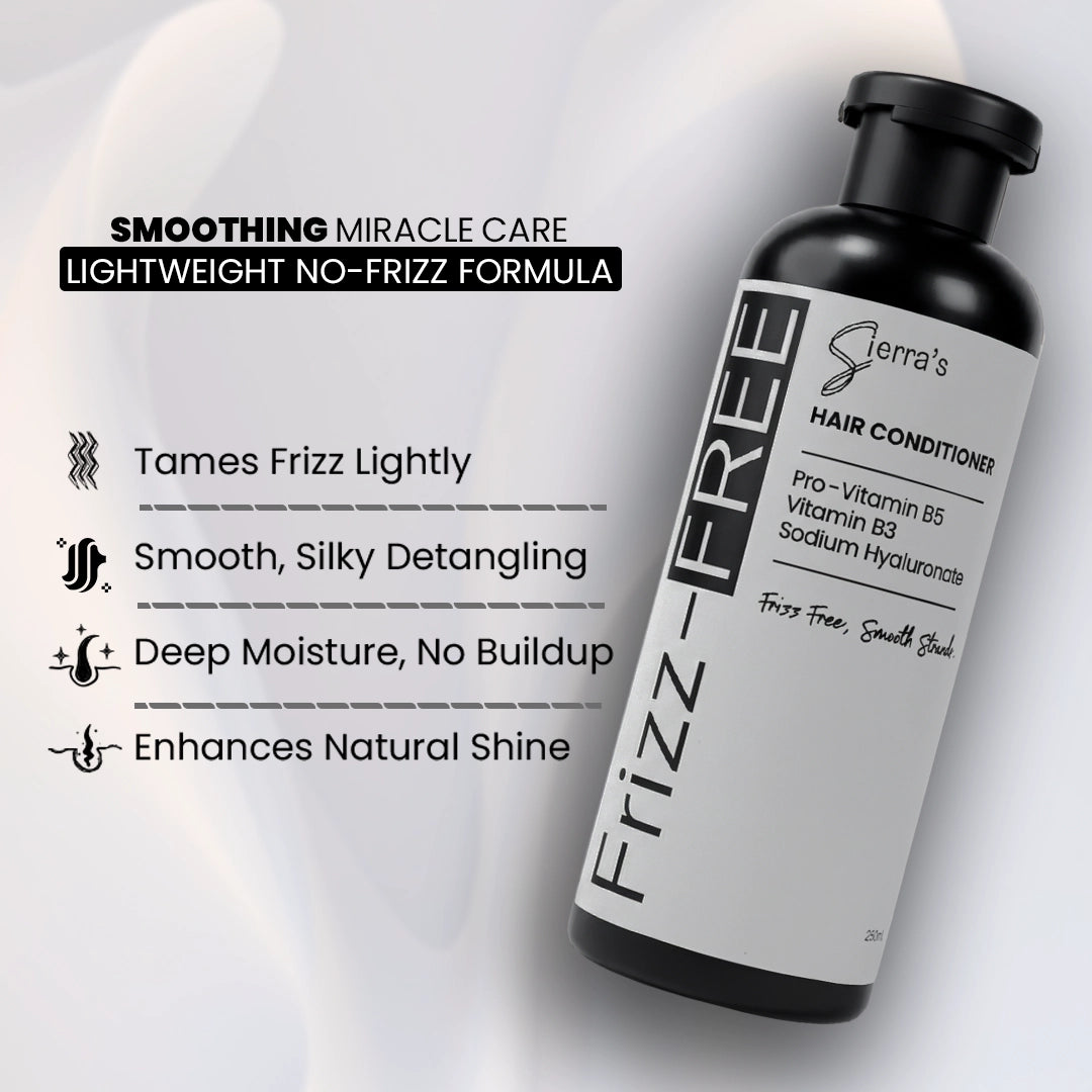 Sierra's Frizz-FREE Hair Conditioner helps control frizz, deeply conditions hair, improves manageability and enhances natural shine.