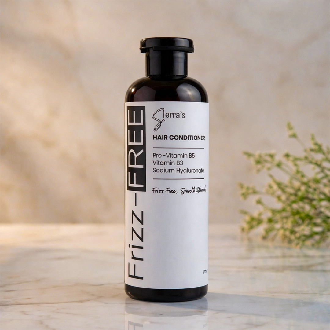 Silicone free Frizz-FREE Hair Conditioner for frizzy, rough and dry hair with Pro-Vitamin B5, Vitamin B3 and Sodium Hyaluronate.